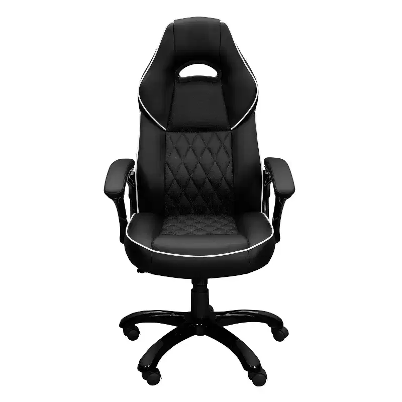 High-Back Gaming Chair with Padded Seat and Back, Executive Office Chair with Metal Base and Wheels, Desk Chair for Study, Reading Room, Black