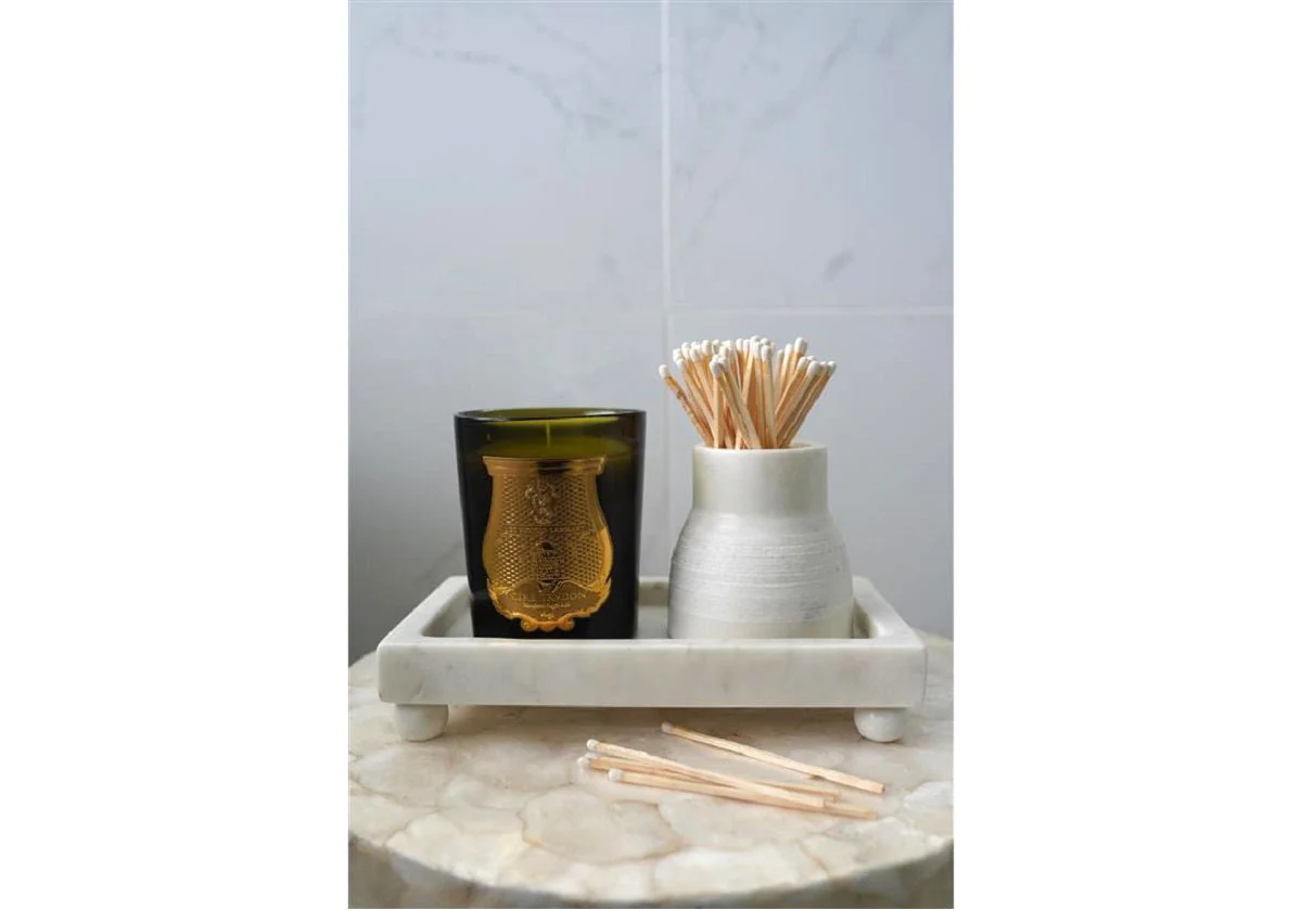 French-Inspired Glass Candle with Lemon Fig Cedarwood Lavender Scent for Living Room & Bedroom
