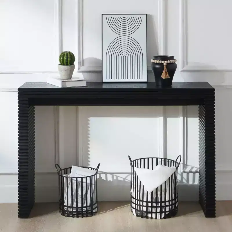 Modern Console Table with Ribbed Base