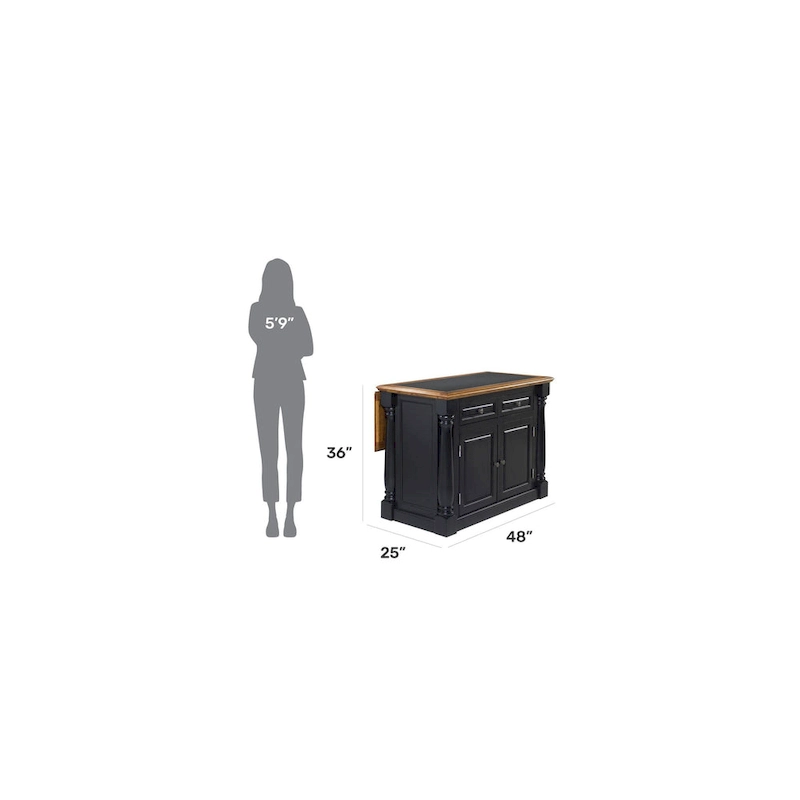 Monarch Black and Oak Kitchen Island
