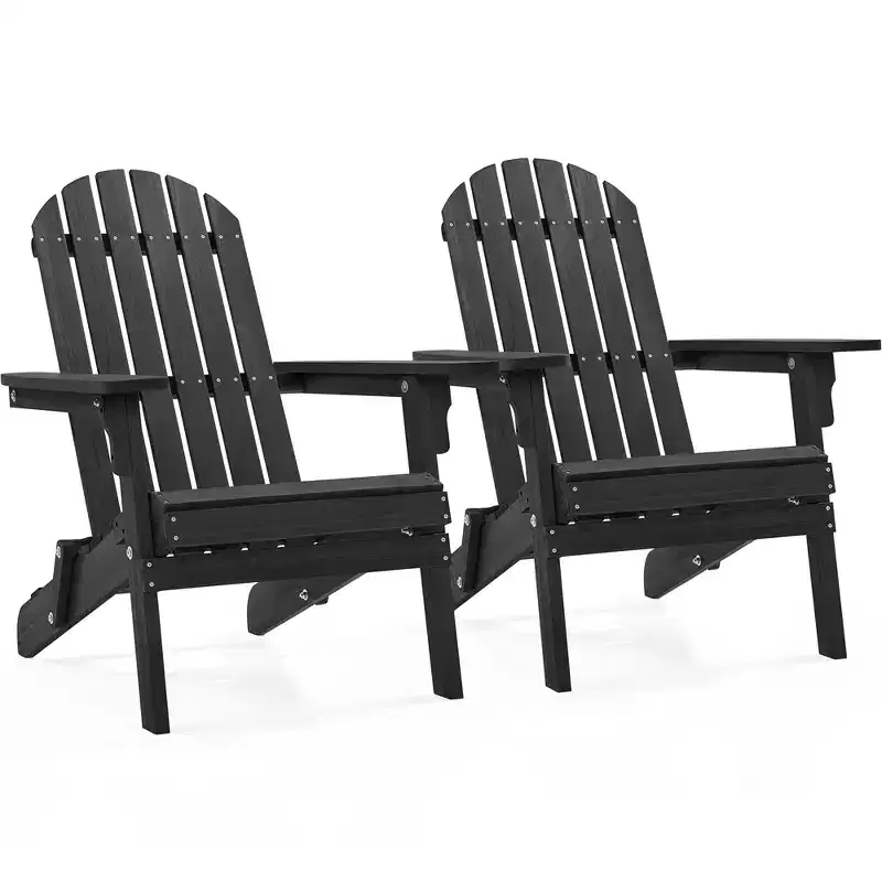 Yaheetech 2-piece Folding Adirondack Chair Solid Wood Outside Chair