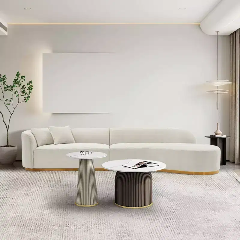 131.89" Daria Linen Upholstered Sofa Sectional with Pillows - Manhattan