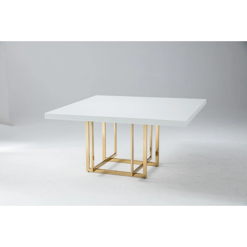 Square White Lacquer Tabletop with Medal Base