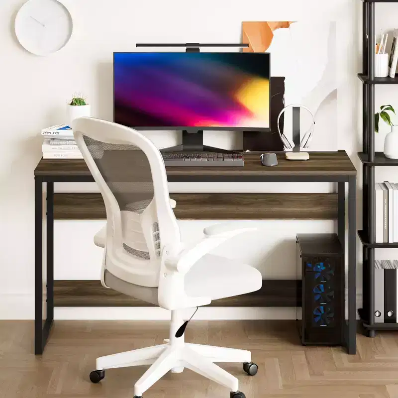 52 Computer Desk Metal Frame Study Table Home Office Workstation w/Storage Compartment