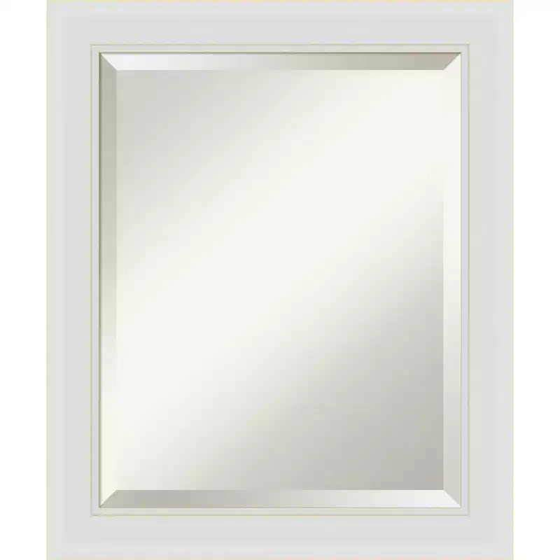 White Framed Rectangular Beveled Wall Mirror