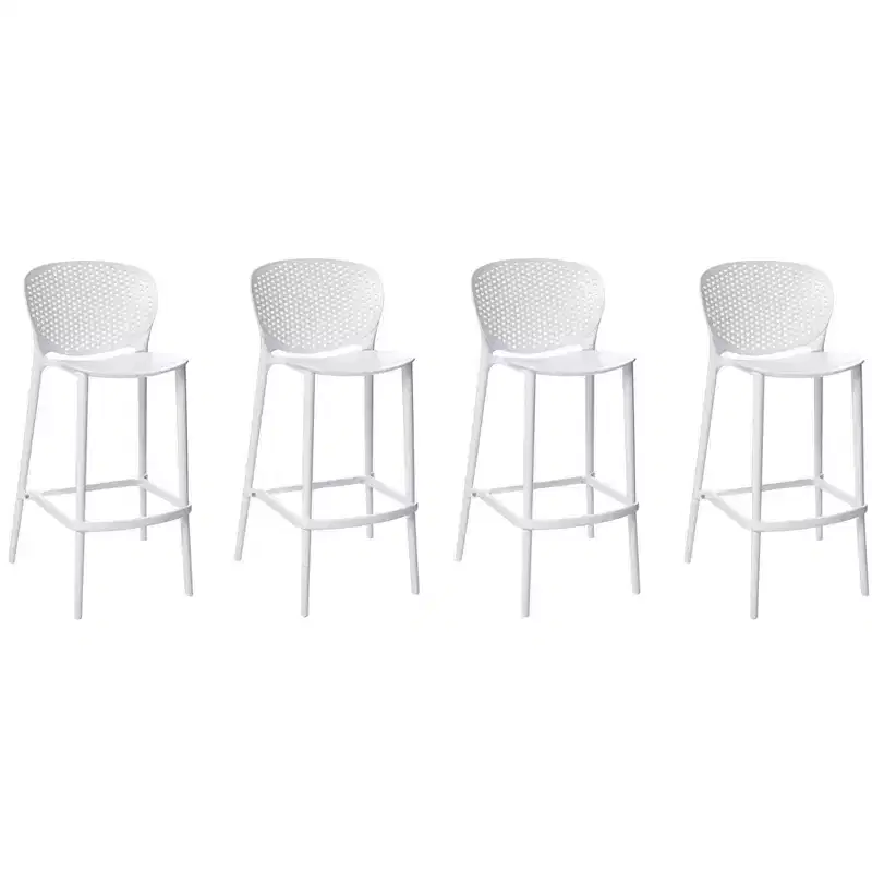 HomeRoots Set of Four 26 White Heavy Duty Plastic Low Back Counter Height Bar Chairs