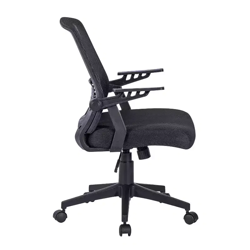 Okak Mesh Ergonomic Office Chair, Upholstered Criss Cross Chair with Adjustable Height and Wheels, Swivel Chair for Reading Room, Study, Black