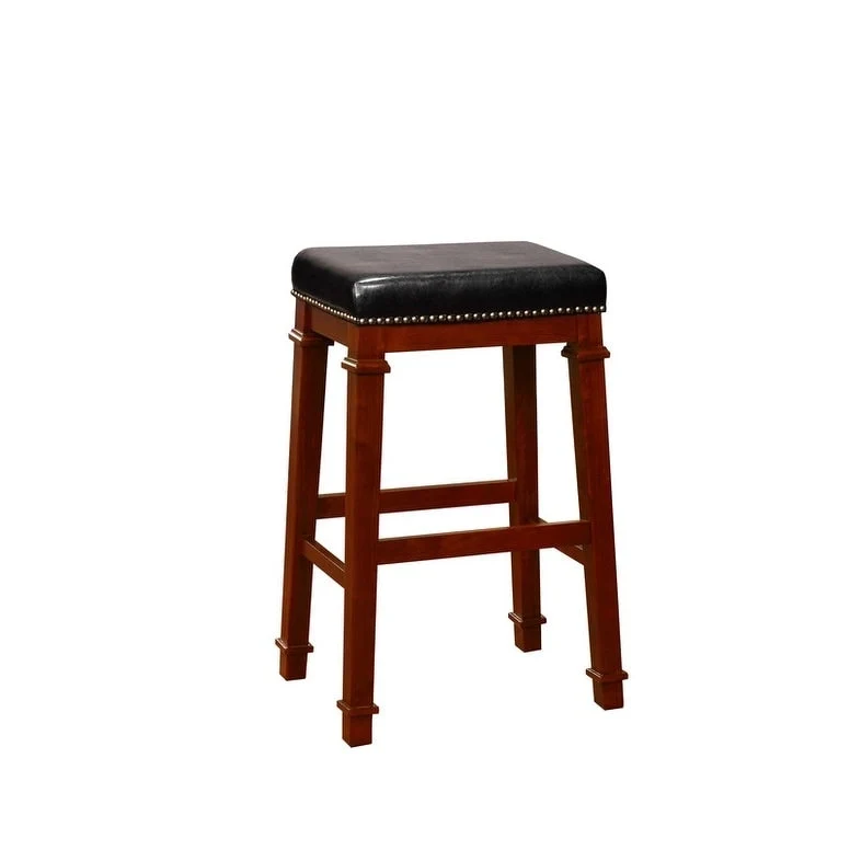 Backless Bar Stool with Faux Leather Seat