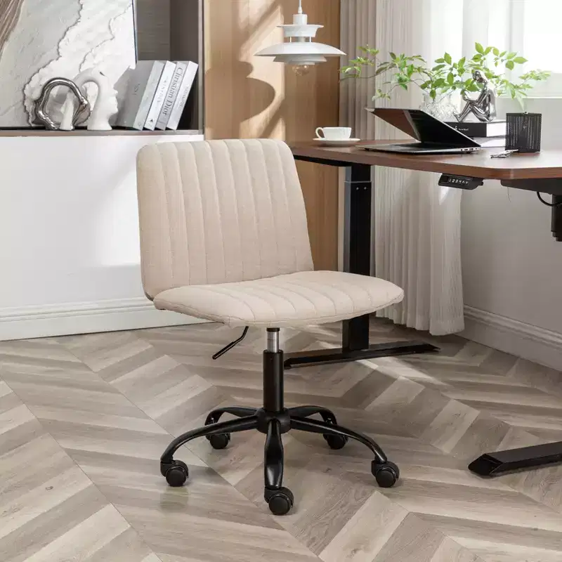 Armless Ergonomic Office Chair with Adjustable Height and Wheels, 360 Swivel for Home and Office