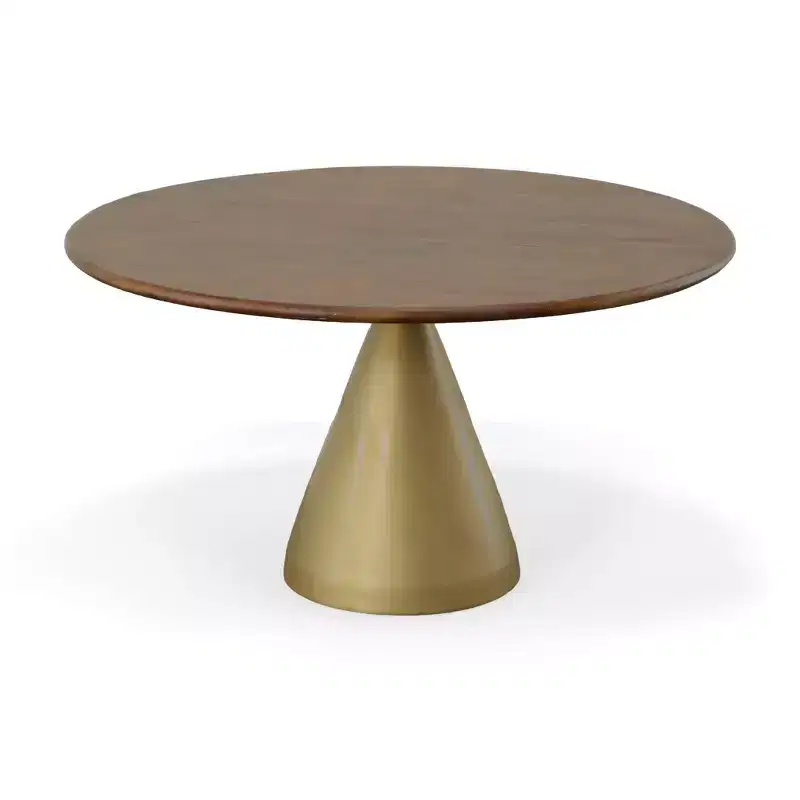 Gio 54" Pedestal Dining Table Elm/Gold - Carolina Chair & Table