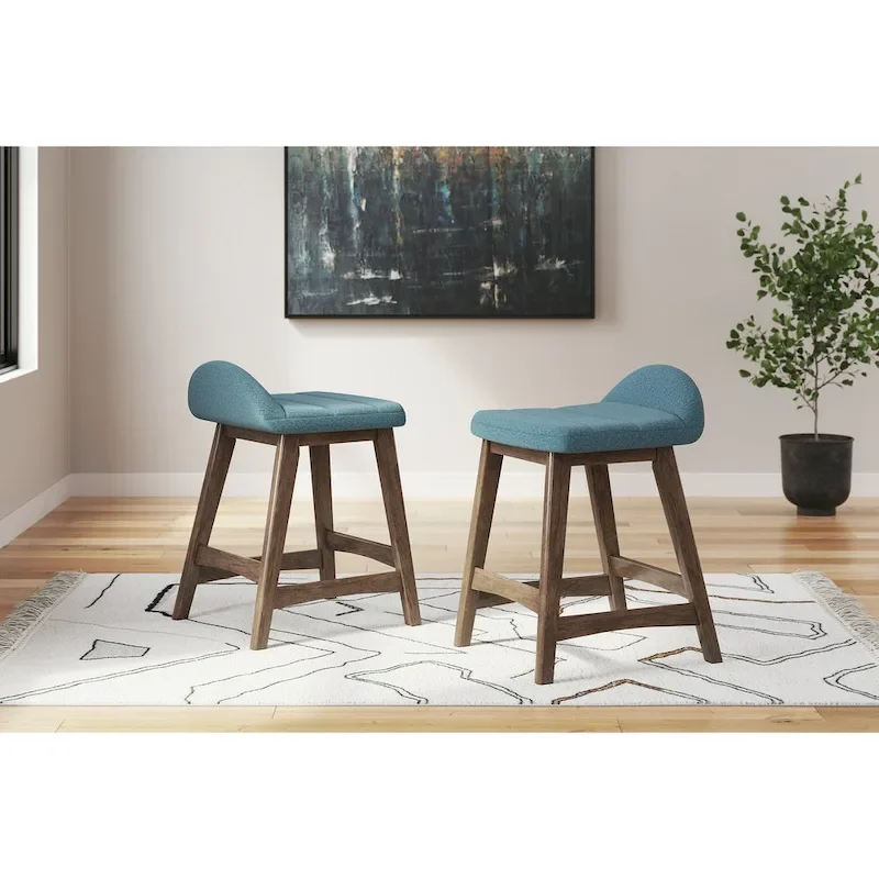 Signature Design by Ashley Lyncott Upholstered Counter Height Bar Stool (Set of 2) - 19W x 20D x 29H