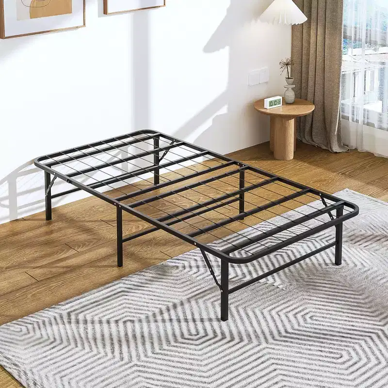 VECELO Modern Foldable Bed Frame Folding Simple Metal bed Frame 14-inch High Folding Bed Underbed Storage Easy Assembly, Black