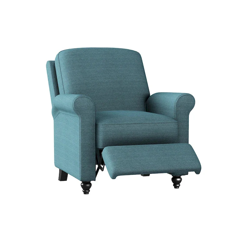 Caribbean Blue Linen Push Back Recliner Chair - Single Seat