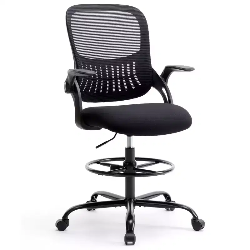 Counter Height Office Chair, Tall Design with Adjustable Foot Ring for Standing Desks