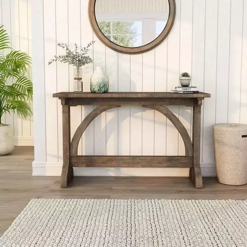 Jobrin Double Pedestal Console Table Reclaimed Oak - miBasics