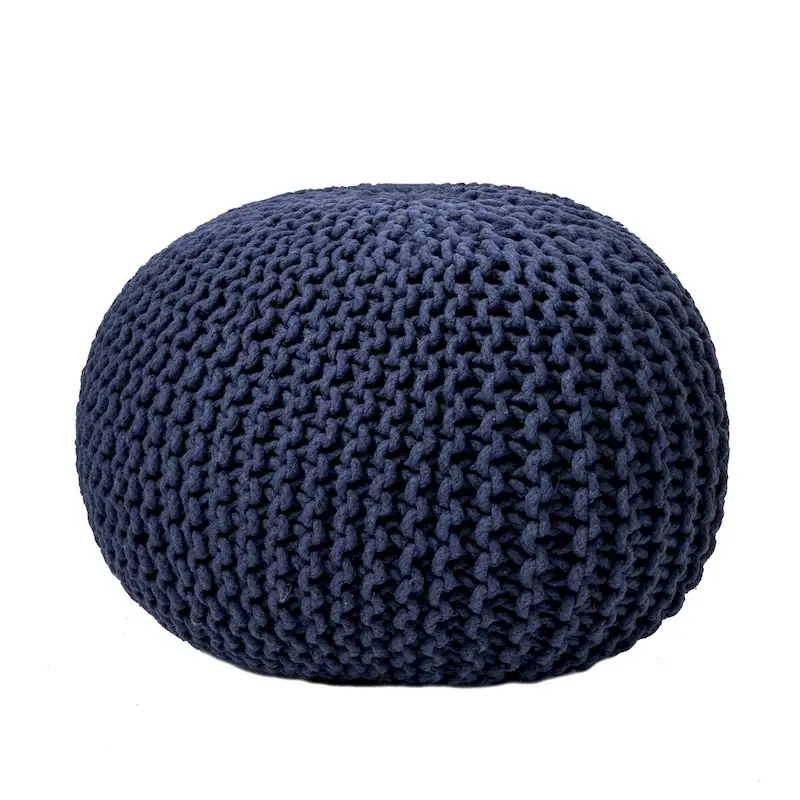 Nuloom Ling Round Knit Filled Ottoman Pouf