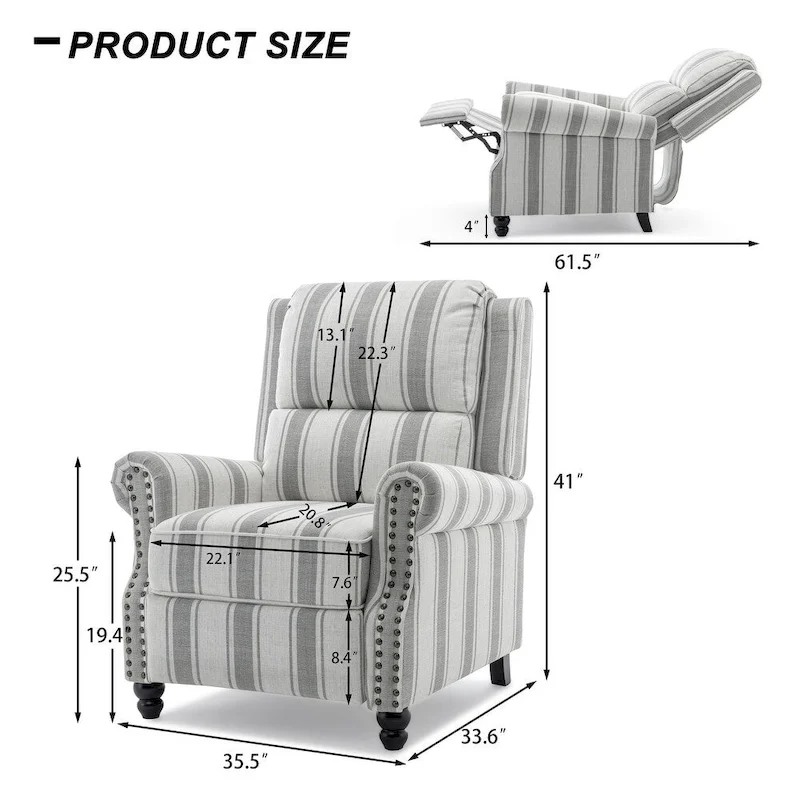 2 Set Modern Padded Seat Recliner Chair with PU Leather/Fabric