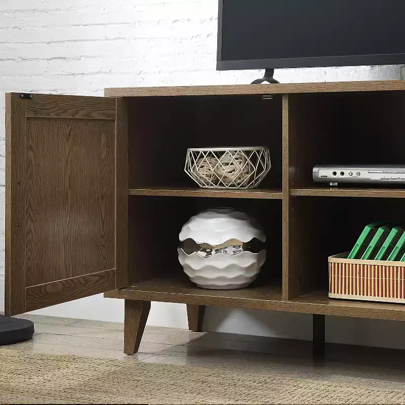 Medieval Modern 60-inch TV Stand, Entertainment Center with Two Doors and Cable Management, Fits TVs 65 inches and under, Walnut