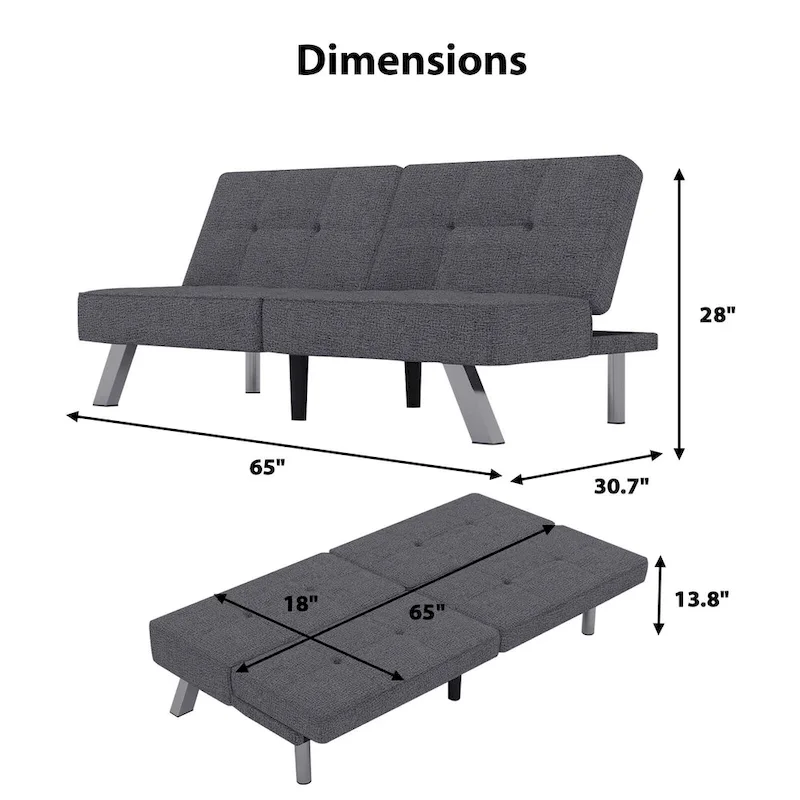 Modern Armless Loveseat Sofa Bed Chair Couch Wood Living Room with two Cushions