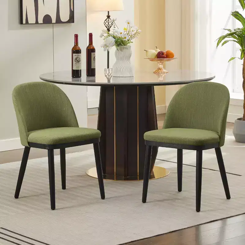 Set of 2 Upholstered Armless Dining Chairs with Curved Backrest
