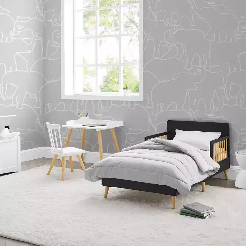 Wood Toddler Bed – Stylish Big-Kid Bed with Rounded Spindles for Toddlers