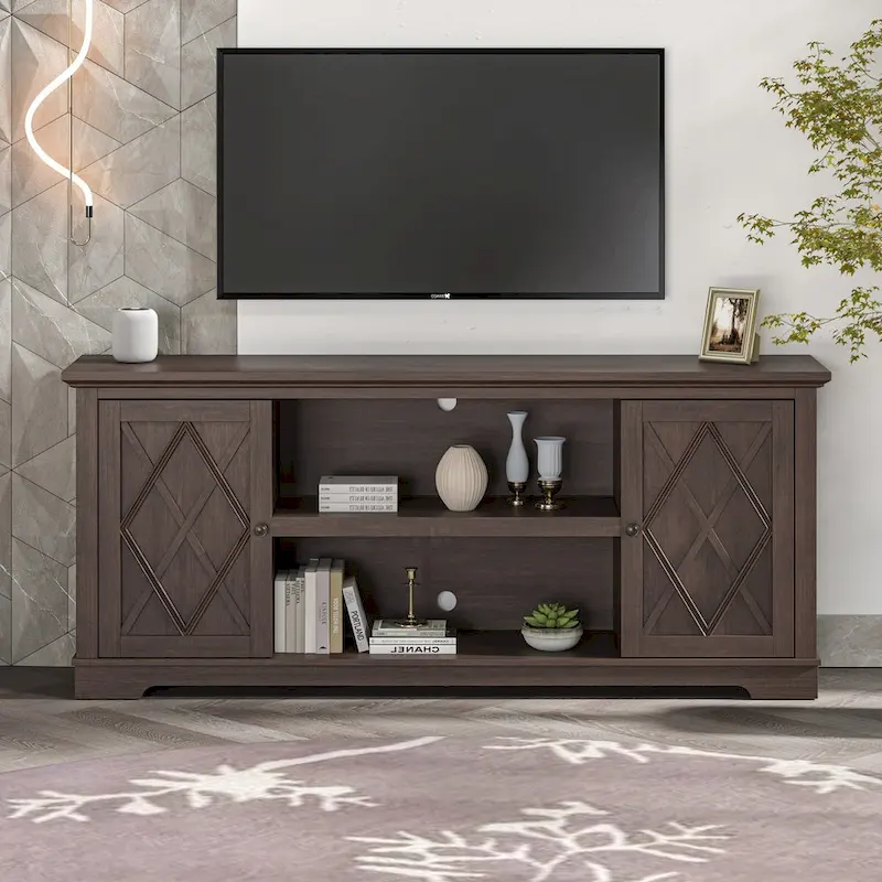 70 Farmhouse TV Stand Console for TVs up to 75 inch - Easy Assembly - 70 in Width