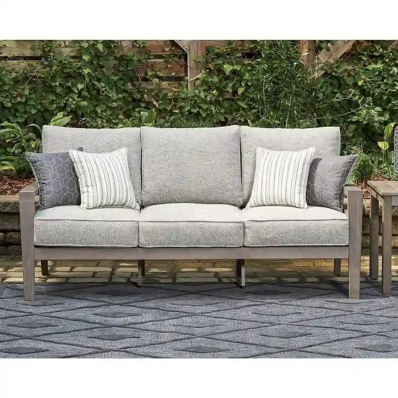 Signature Design by Ashley Hillside Barn Gray/Brown Outdoor Sofa with Cushion - 78.88 W x 34 D x 35.38 H