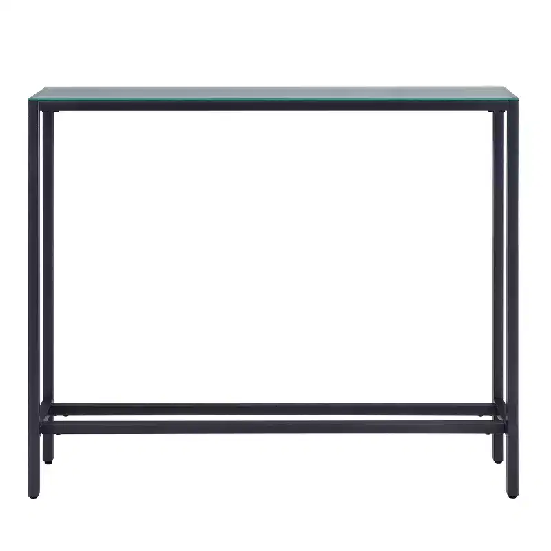 Darrin Narrow Mini Console Table with Mirrored Top - Grey - SEI