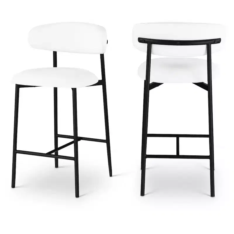 White Vegan Leather Counter Stool