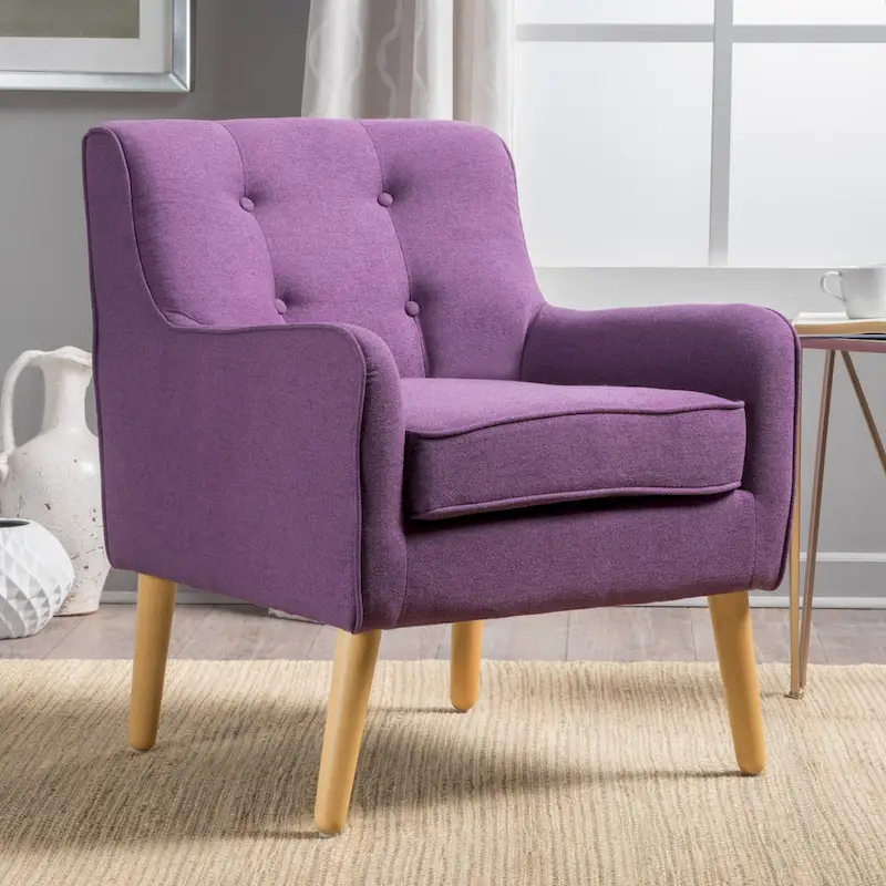 Upholstered Button-Tufted Accent Chair with Iron Hairpin Legs