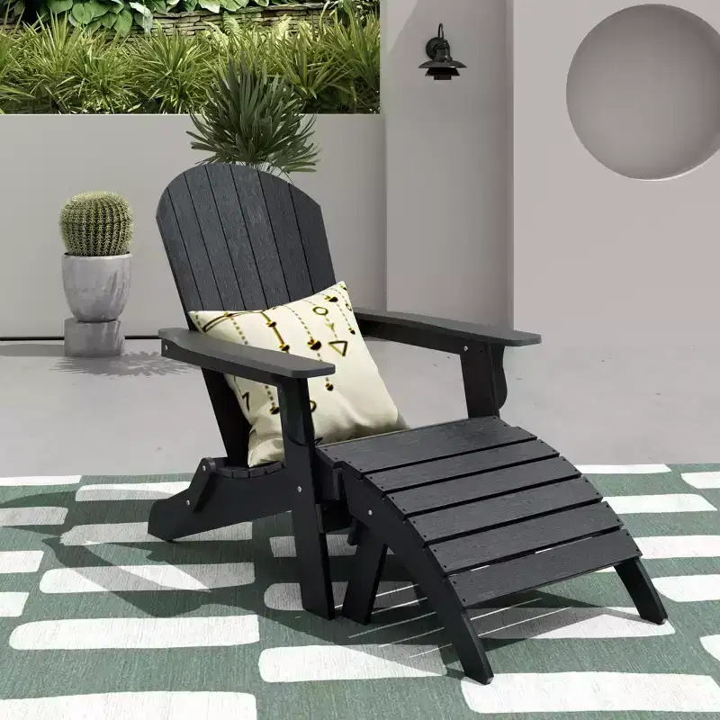 WestinTrends Tuscany HIPS Outdoor Patio Folding Adirondack Chair with Ottoman (2-Piece Set)