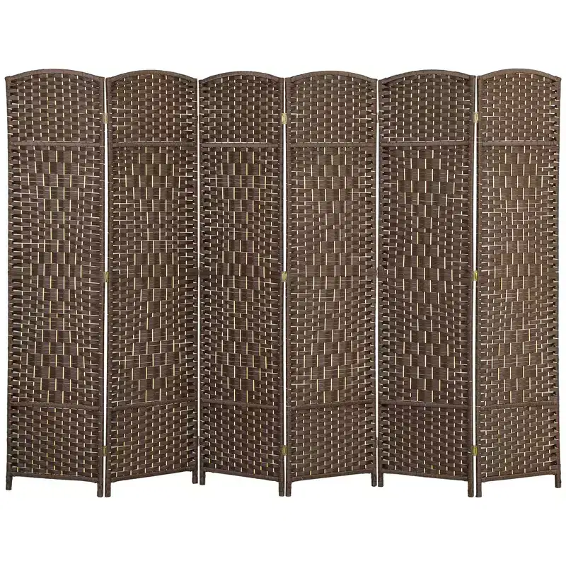 Folding Room Divider Screen 6 Panel 6' Tall Privacy Screen Freestanding Wood Partition for Home Office