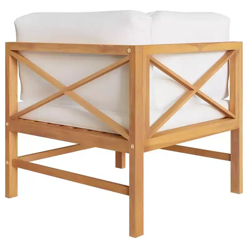 vidaXL 2-seater Patio Bench with Cream Cushions Solid Teak Wood
