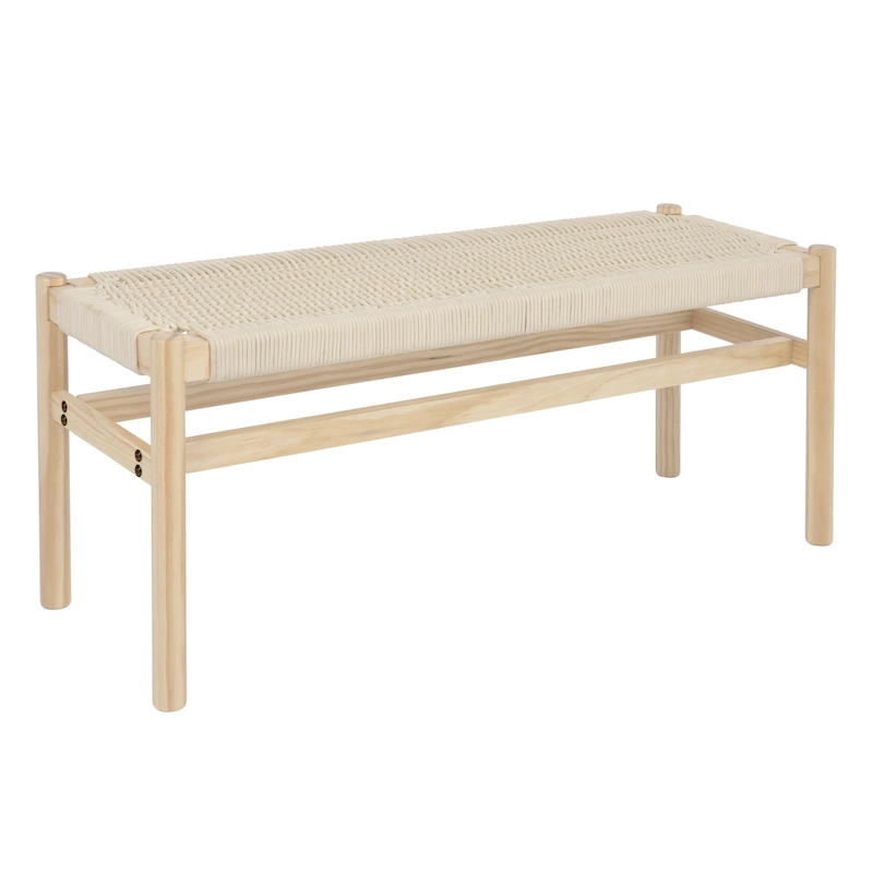 Fernway Solid Wood and Woven Rope Entryway Bench - 43.3L x 15.0W x 18.0H
