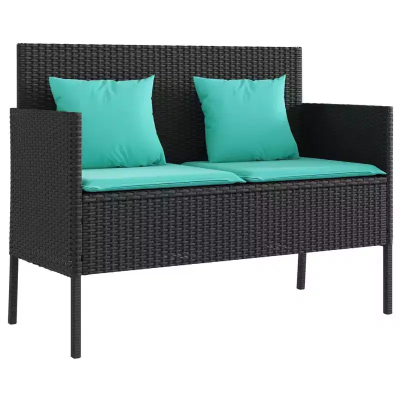 vidaXL Patio Bench with Cushions Outdoor Loveseat Poly Rattan