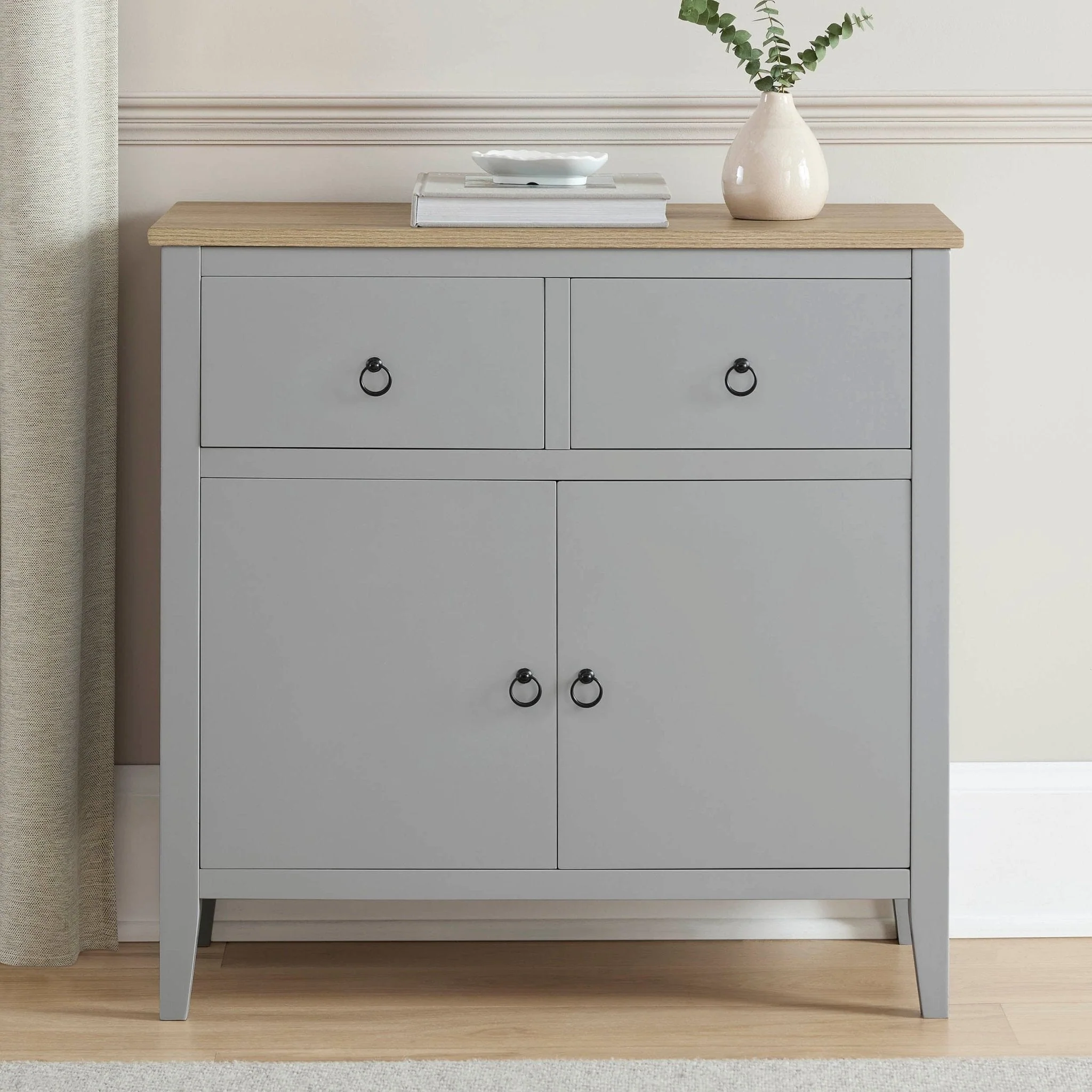 Minimalist Grey Painted Sideboard with Compact Design for Living Room