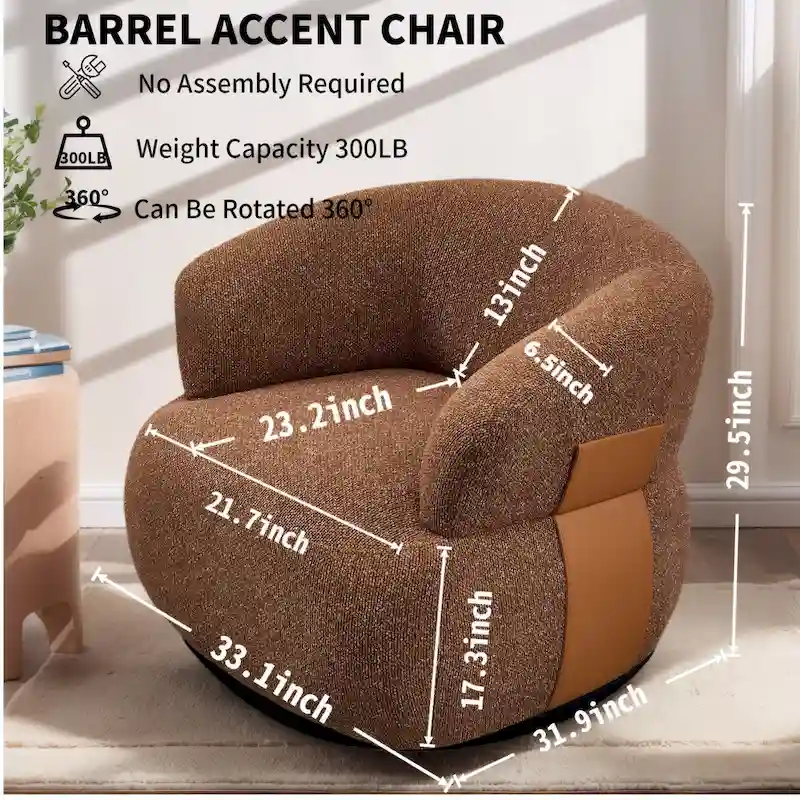Kieon 33W 360 Swivel Modern Barrel Chair Accent Chair Set of 2