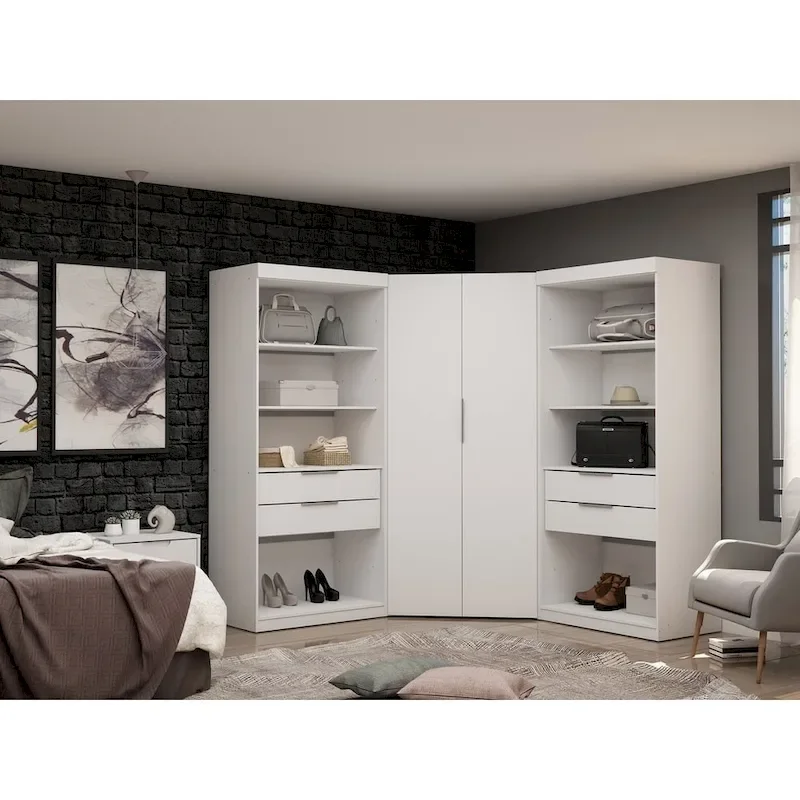 2.0 Semi Open 3 Sectional Modern 4 Drawer Wardrobe Corner Clo of 3