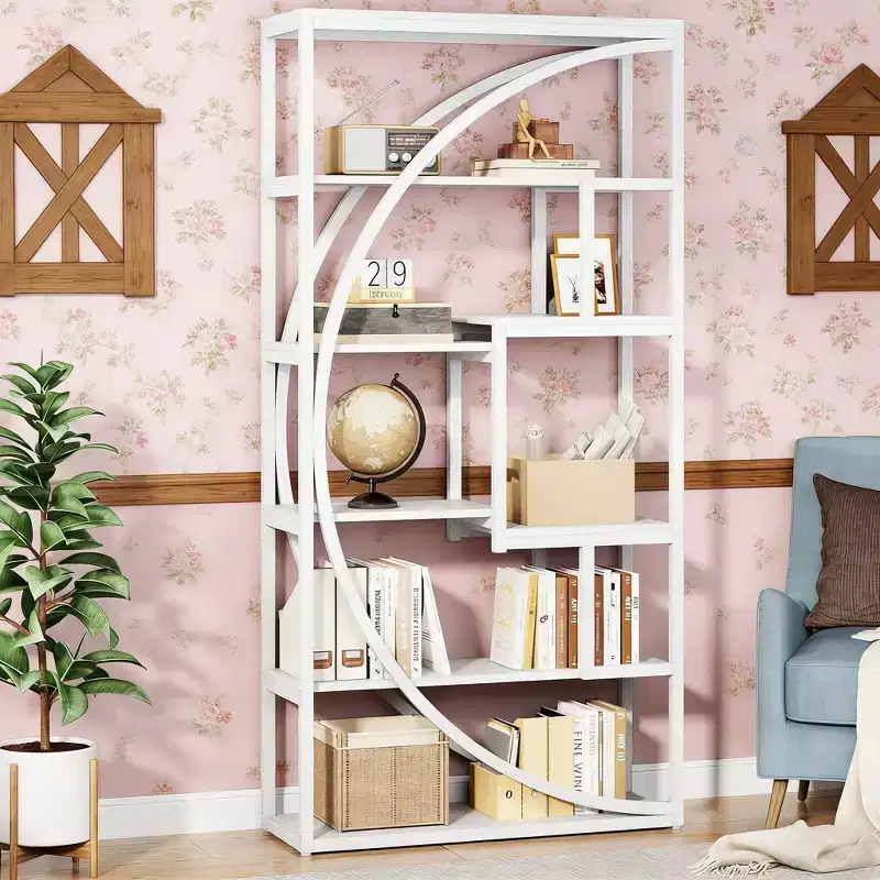 Industrial Bookshelf Bookcase with 8 Open Storage Shelf