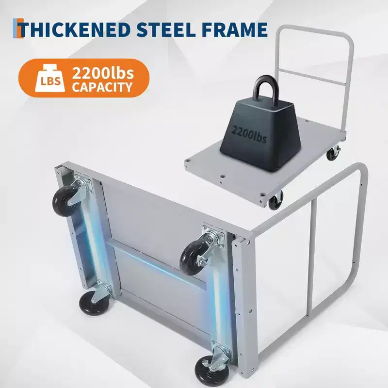 2-in-1 Heavy Duty Steel Panel Truck Cart with 36x24in Platform - 2200 lb Steel Frame, Quick-Convert Panel/Flatbed, 360 Locking Casters