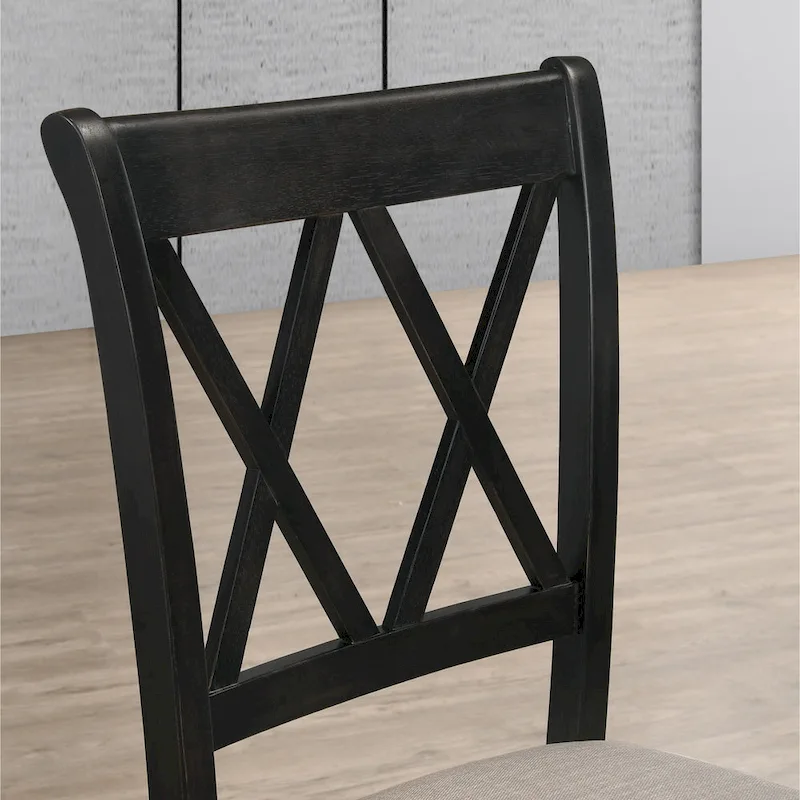 Roundhill Furniture Windvale Upholstered Cross-back Dining Chair, Set of 2