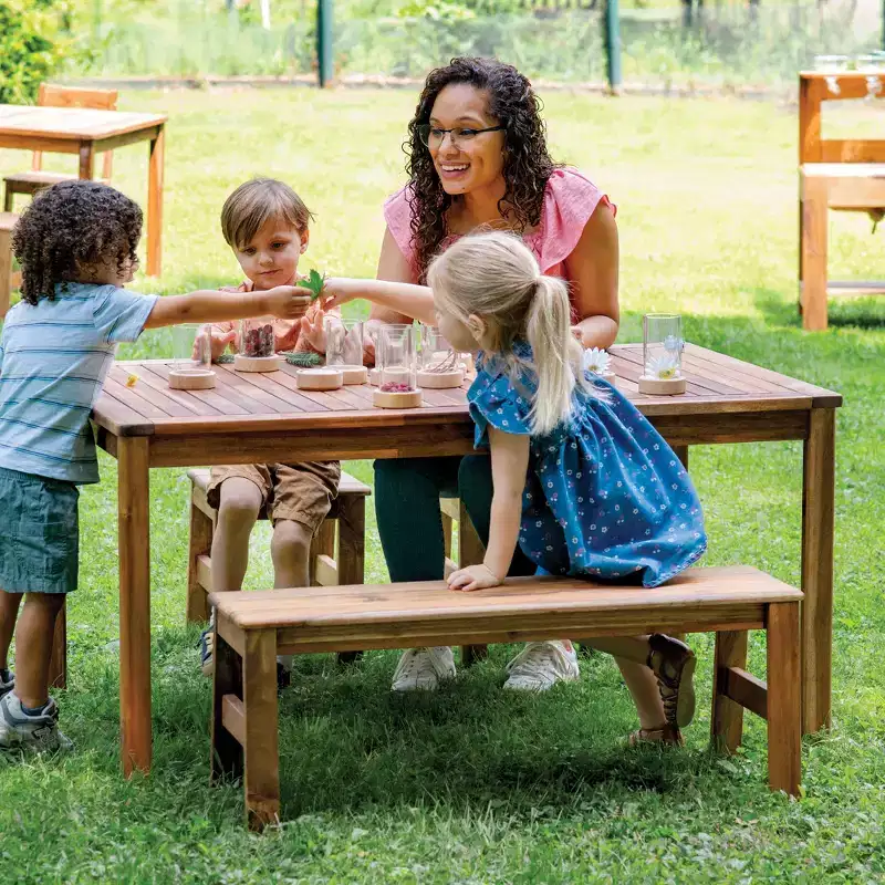 Guidecraft Acadia Kids Outdoor Table - Acacia Wood Activity Table for Kids | Play Table for Backyard, Patio, Garden and Outdoor Classroom Space