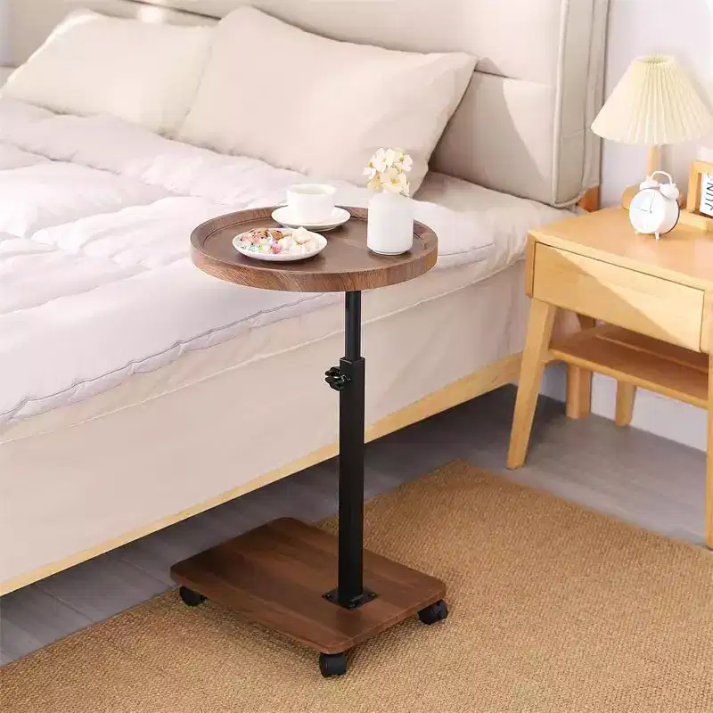 C Shaped End Table with Adjustable Height and 360° Swivel, Couch Side Table That Slides Under