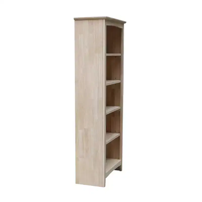 60"x24" Shaker Bookcase Unfinished - International Concepts: 5-Tier, Rubberwood, Enclosed Back, Adjustable Shelves