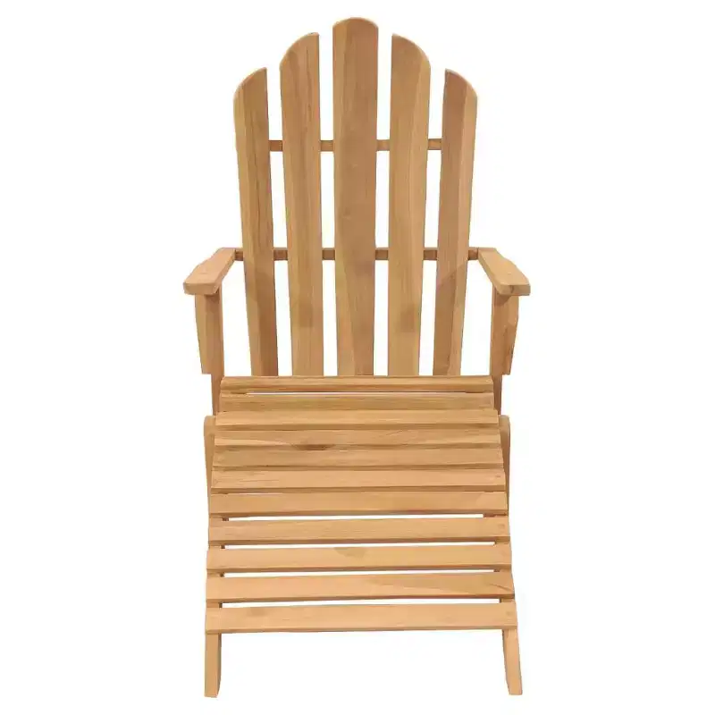 vidaXL Folding Adirondack Chair Patio Lawn Chair with Footrest Solid Wood Teak