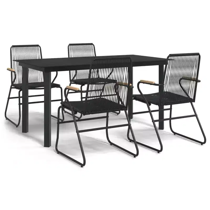 vidaXL Garden Dining Set Black