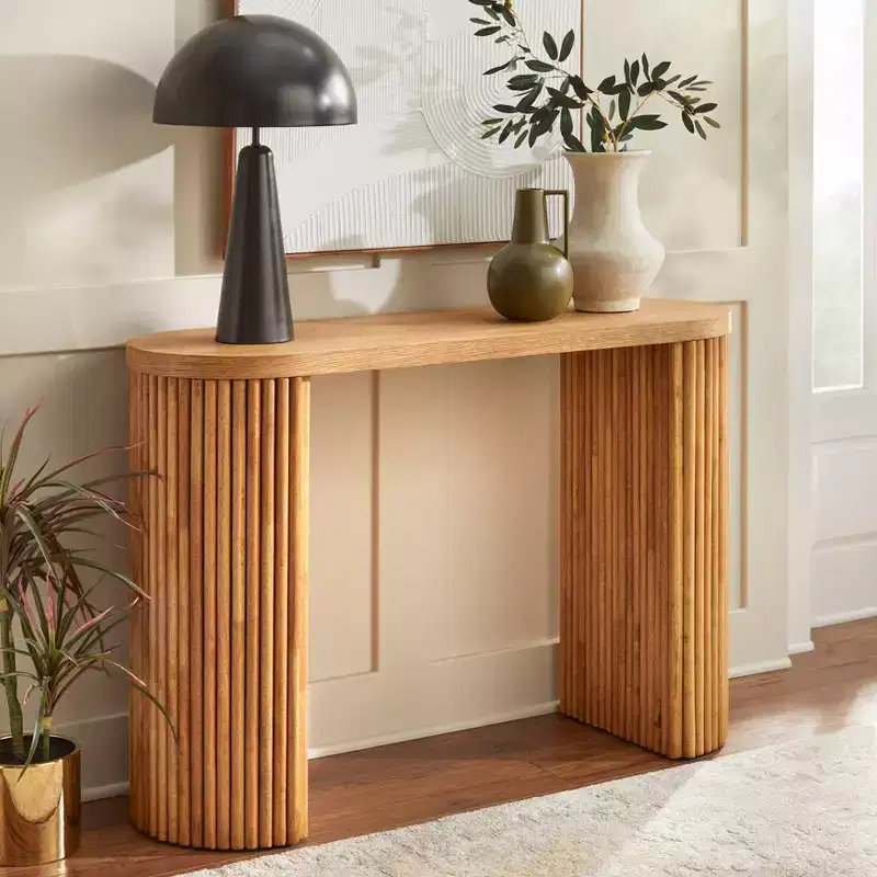 Lifestorey Terra Fluted Console Table Light Walnut