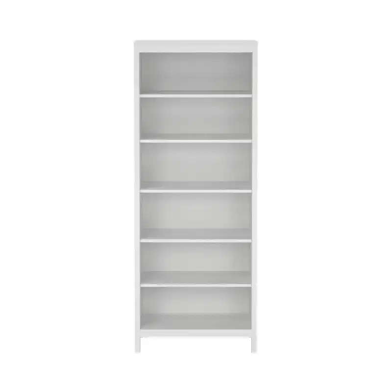 Tvilum, Madrid Adjustable 6 Shelf Bookcase, Open Storage Home Office Bookshelf, White