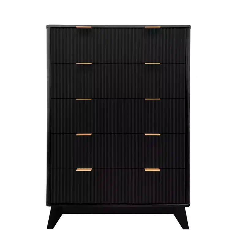 Modern drawer cabinet, wave-patterned drawer cabinet, grooved five-drawer vanity, suitable for bedrooms, living rooms, and hallways.