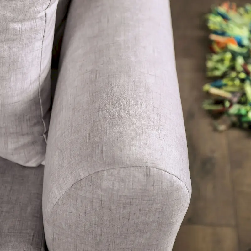 Leonine Contemporary Light Grey Fabric Padded Sofa by Furniture of America